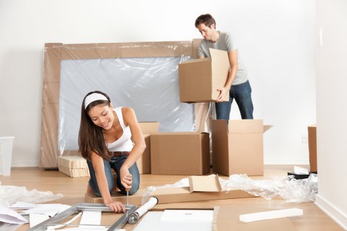 Commercial movers handling office equipment in Balham storage facility